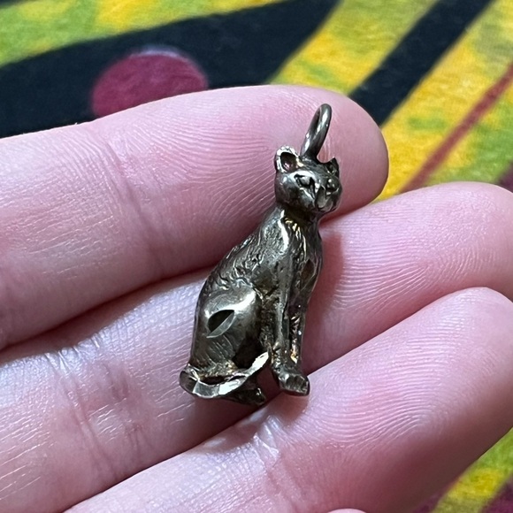 VTG Whimsigoth Sterling Silver 925 3D Cat Kitten Feline Bracelet Charm - Picture 3 of 6